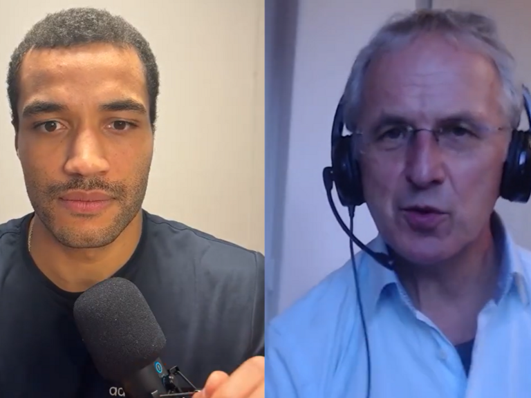 Screenshot von dem Videogespräche zwischen Dr. Jonathan Apasu und Prof. Dr. Andreas Michalsen Screenshot von dem Videogespräche zwischen Dr. Jonathan Apasu und Prof. Dr. Andreas Michalsen